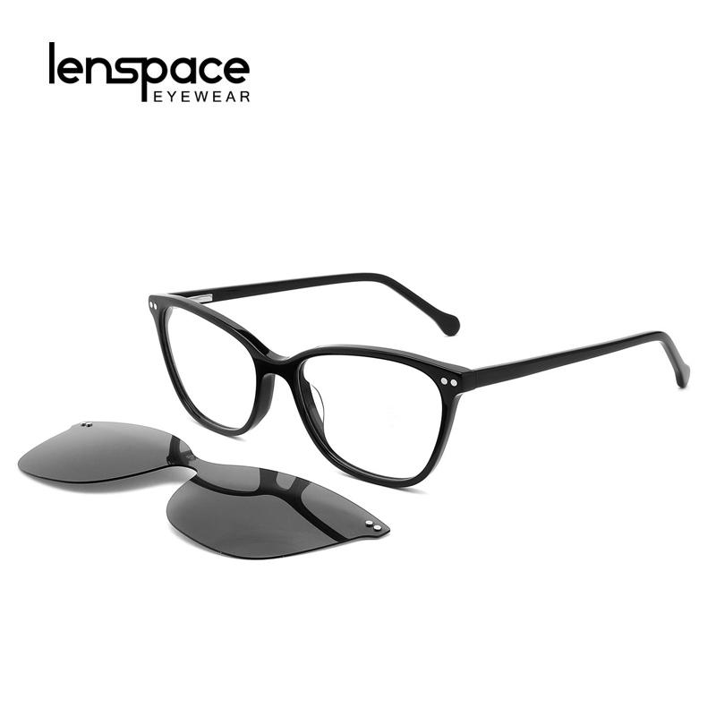 

Lenspace Polarized Square Glasses Women Anti-Blue Magnetic Myopia Glasses Clip On Acetate Sunglasses Eyeglasses Frame Glases