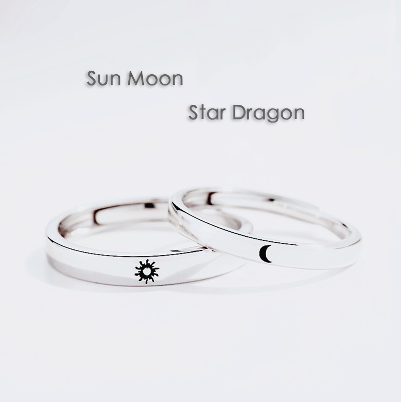 

Simple Opening Sun Moon Ring Minimalist Silver Color Sun Moon Adjustable Ring For Men Women Couple Engagement Jewelry