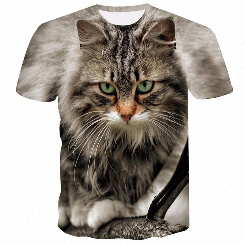 Tee Tee T shirt Tee-shirt 3D Imprimer Cat graphique 3D Événement col rond Evénement imprimé à manches courtes à manches courtes chics bleu modern