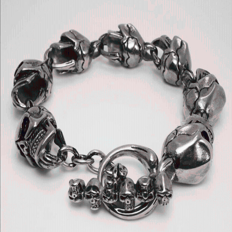 

Gothic Skull Steel Mens Bracelet Thick Model Stylish Design Adjustable