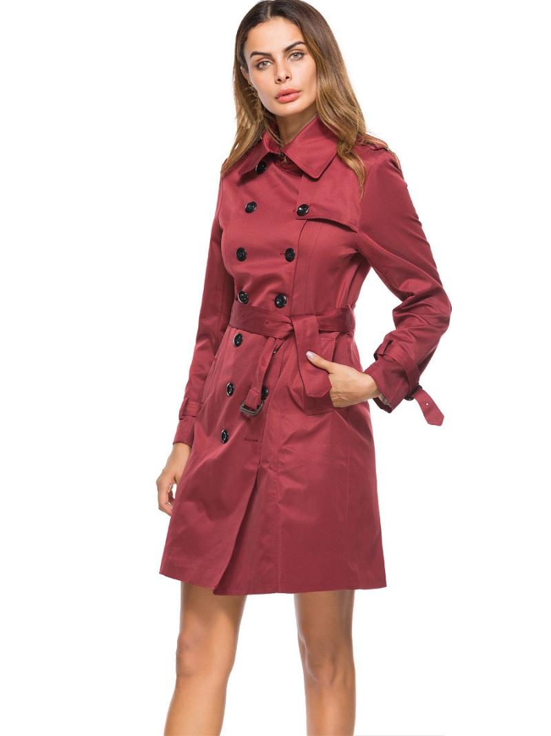 

Nice Autumn New Women Slim Trench Coat Fashion Windbreaker Europe Style Trend Coat Double-Breasted Long Trench, Black