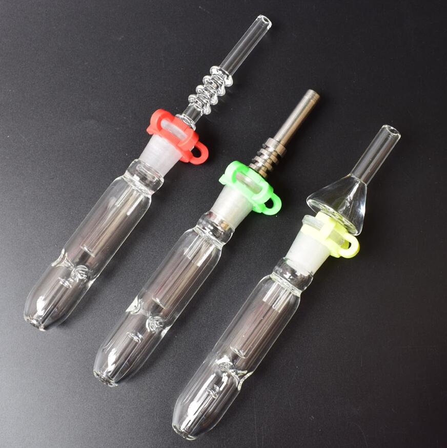 

Hot sale Mini Nectar Collector Kit Glass Pipes with 14mm 18mm Titanium Tip Quartz Tip Nail Oil Rig Concentrate Dab Straw Glass Bong