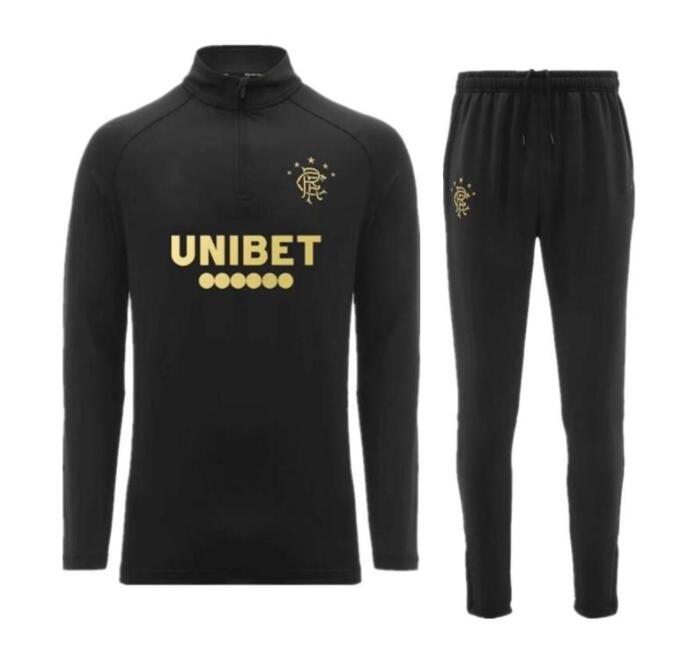 

2020 2021 Glasgow Rangers fc football training suit 20 21 DEFOE HAGI MORELOS TAVERNIER Rangers men tracksuit jogging, Black