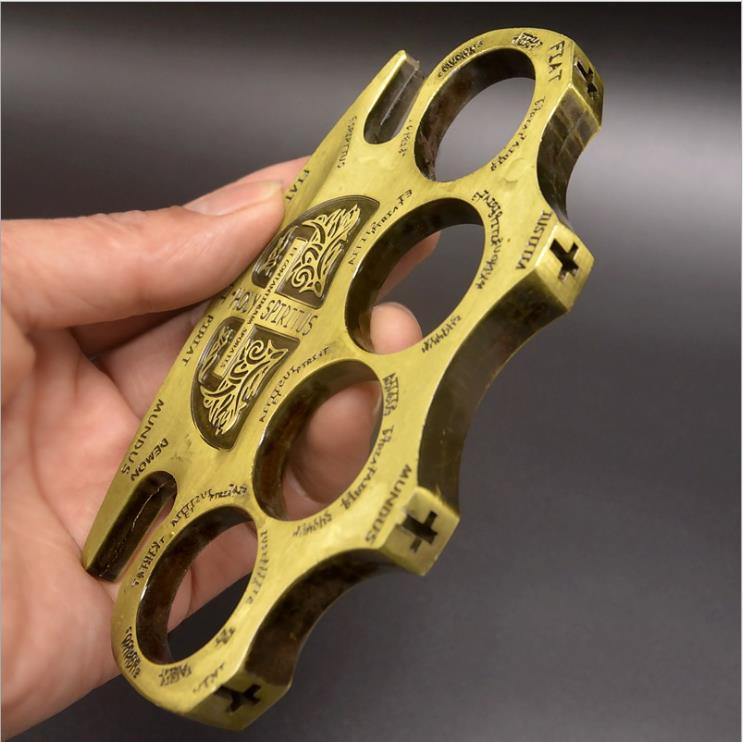 

20 thick boxing hand clasp fist buckle self-defense weapon refers to tiger fist ring section copper ring fist ring iron four fingers, Black