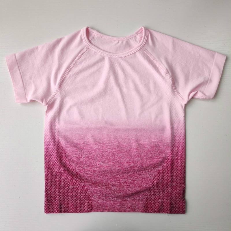 

2021 New Ombre Seamless Shortsleeve Cropped Gym Crop Top Compression Sleeveless Yoga Shirt Women H5mb, Chalk pink
