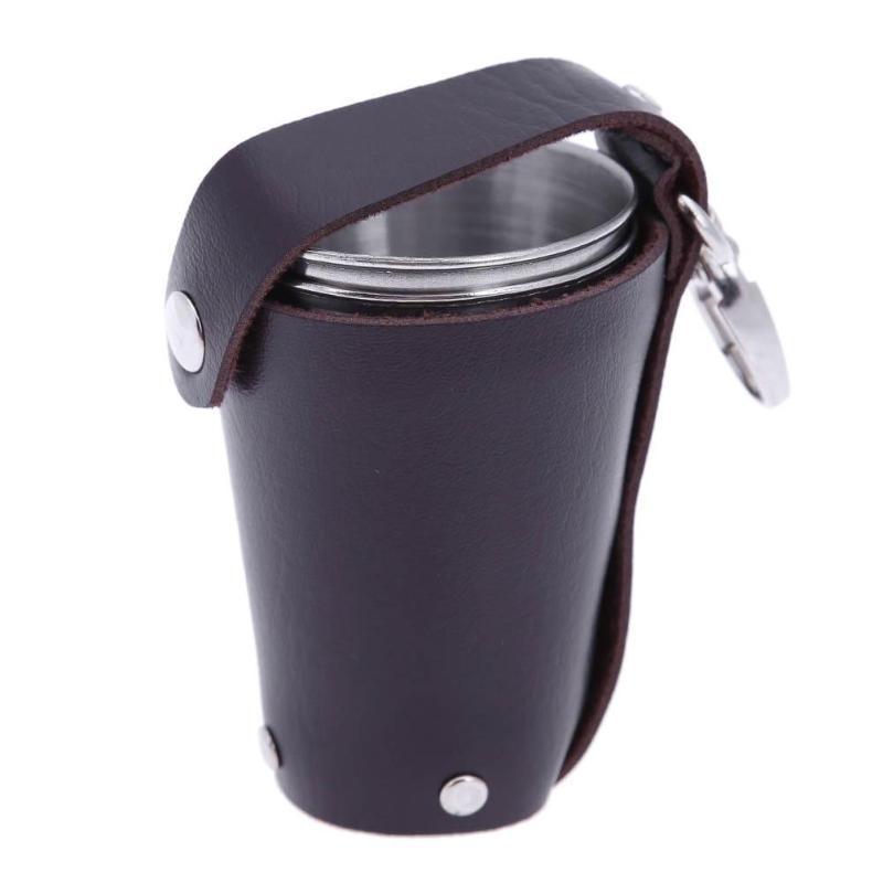 

4pcs/set Stainless Steel Wine GlassTravel Outdoor Shots Set Mini Glasses Drinking Cups Wine Beer Whiskey Mug + Leather Key Chain, 500ml