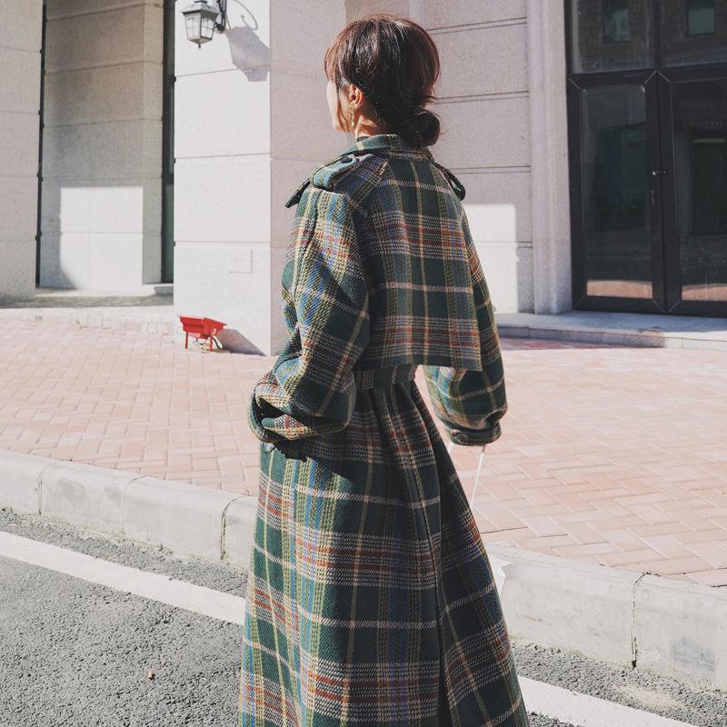 

Womens Casual Chic Loose One Button Plaid Wool Blend Shirt Jackets Outwear Girls Relaxed Check Woolen Shackets Coats Streetwear, Pic