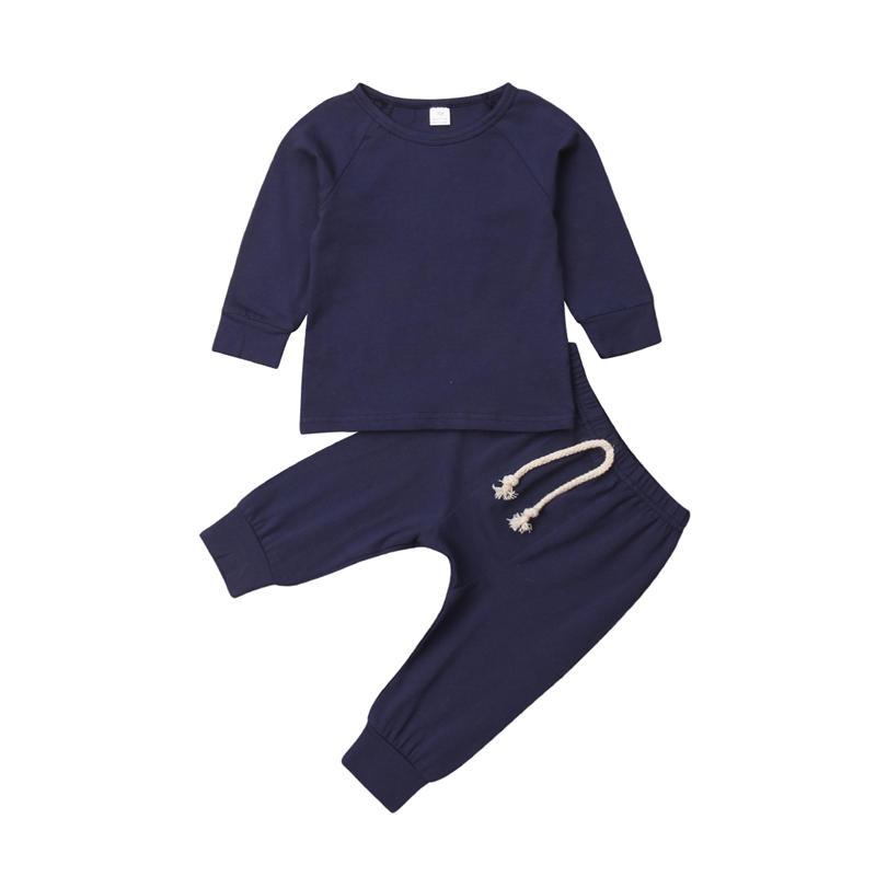

Autumn Winter Clothes Cotton Baby Boy Girl Clothes Sleepwear Tops+Pants 2Pcs Pajamas Sets 0-24M, Blue