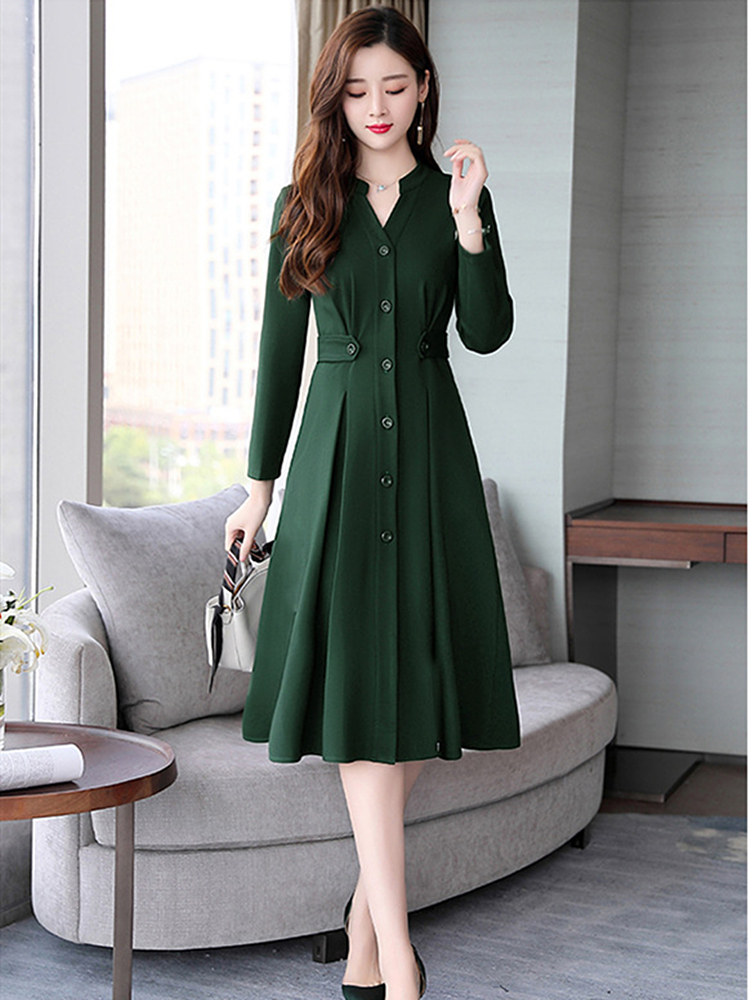 

Temperament Autumn New Mrs of the Slim Manner Goal Solid Single-breasted Long Color Doll's a Dressed Word 5ijj YUWL, Black.