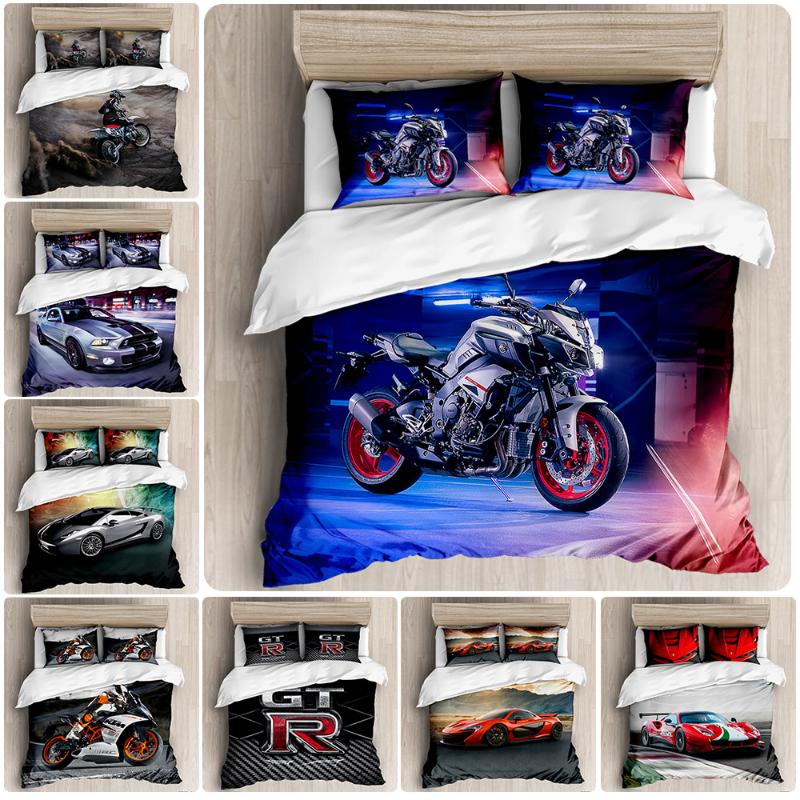 

Locomotive Series Bedding Set Motorcycle Duvet Cover For Kids Home Textile Comforter Quilt Cover Single Double Queen King Size, Black