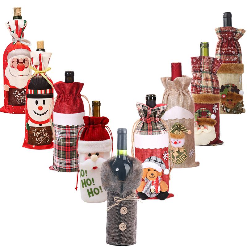 

Cute Christmas Decorations for Home Wine Bottle Covers Santa Claus Snowman Elk Merry Christmas Gifts New Year Navidad Decor 2020