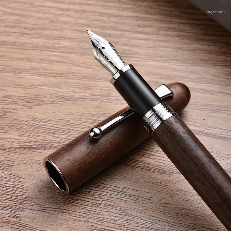

Jinhao New Wooden Fountain Pen High Quality 0.7mm Nib 2 Colors Wood Ink Pens Business Gifts Writing Office School Supplie1, Red