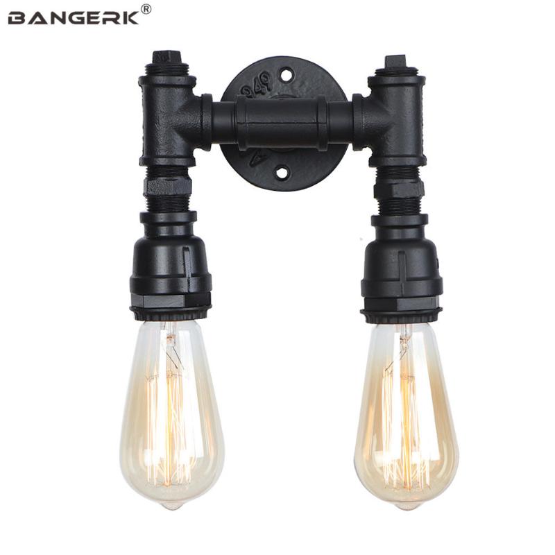 

Loft Industrial Water Pipe Wall Lamp Vintage Double LED Sconce Wall Lights For Dining Room Bedside Home Decor Fixture Lighting