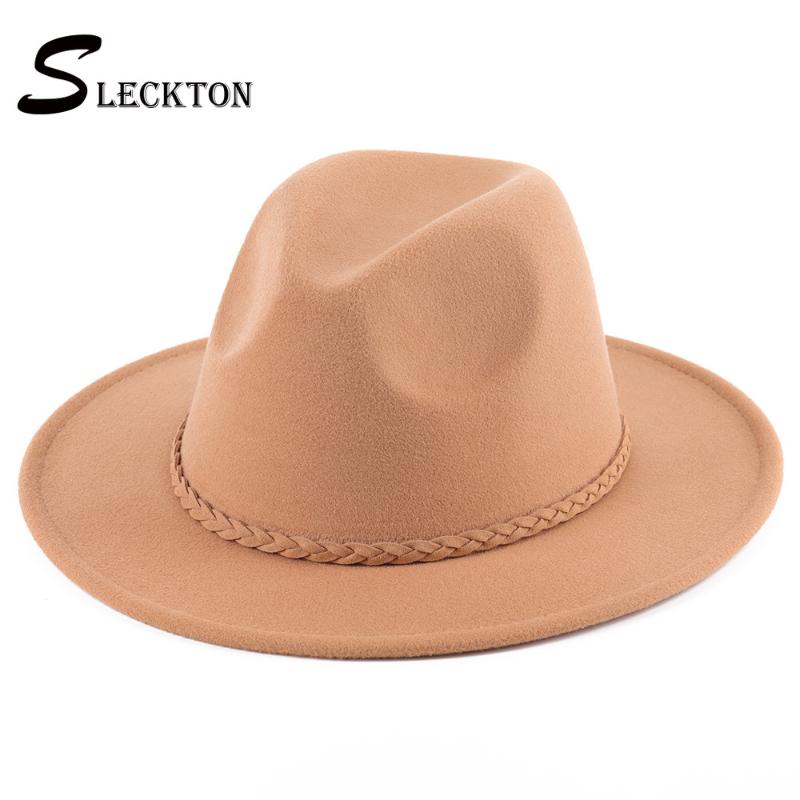 

SLECKTON Fashion Fedoras Hats for Women and Girls Casual Men Jazz Cap Artificial Wool Blend Bowler Hats Panama Top Hat Unisex, White