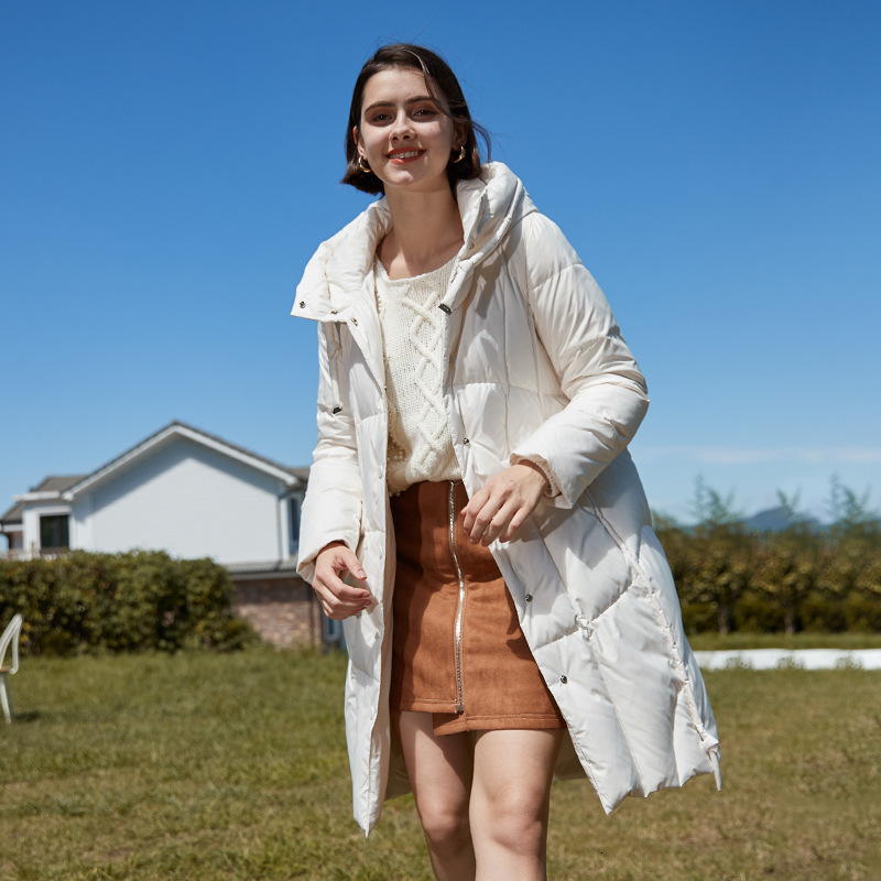 

New 2021 Winter for Solid Women Duck Down Long, Thick Mid-jacket Outerwear Women's Jackets with High Quality Hood Z5rz, Creamy white.