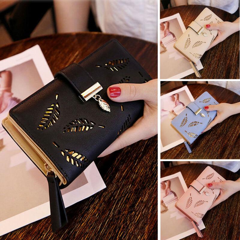 

Storage Bags Leaves Hollow Women Wallet Soft PU Leather Women's Clutch Wallet Female Designer Wallets Coin Card Purse