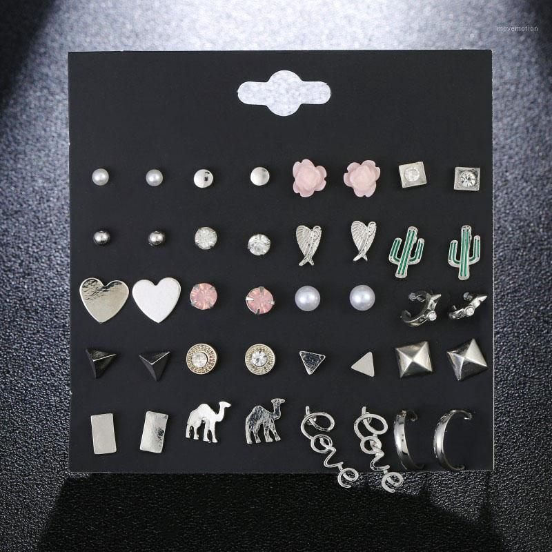 

Fashion Mixed Small Statement Geometric Triangle Stud Earrings Set For Women Elegant Simulated Pearl Crystal Wedding Earrings1