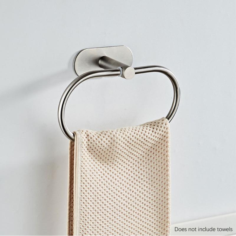 

3pcs Home Wall Mounted Shelf Stainless Steel Accessories Kit Bathroom Hardware Set Towel Bar Hanger Storage Kitchen Modern Ring