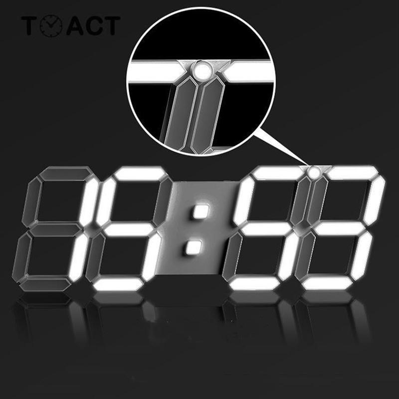 

Wall Clocks Digital Clock 3D LED Display Alarm Kitchen Office Table Desktop Watch Modern Design 24 Or 12 Hour Mute