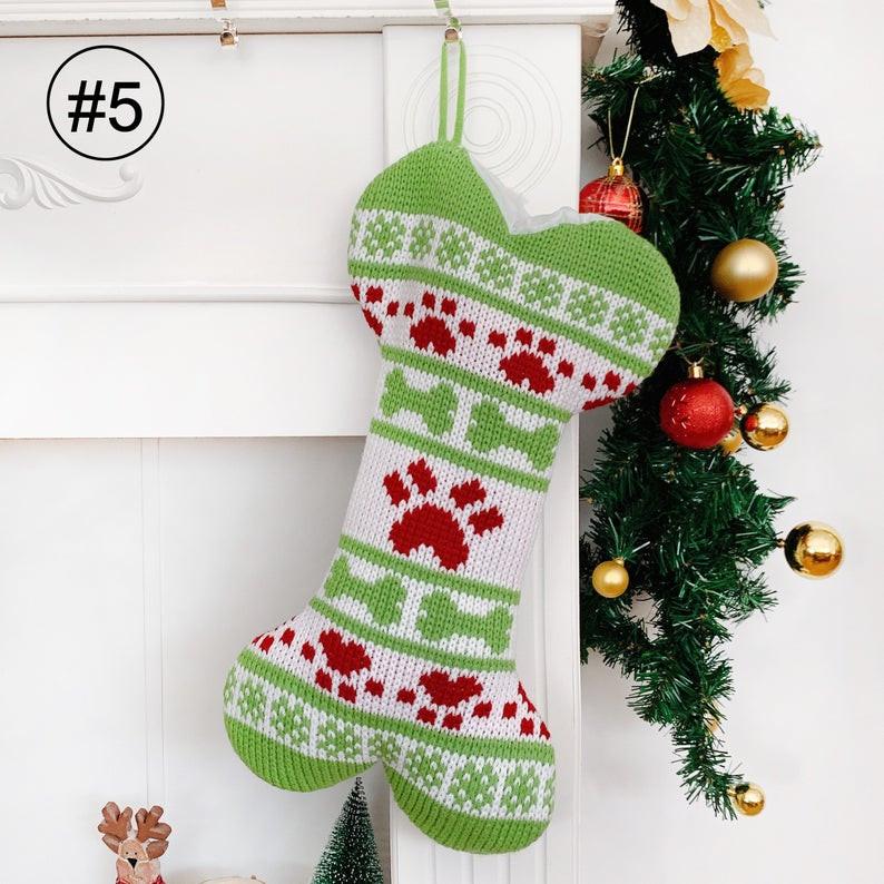 

New Christmas Pet Stocking Knitting Christmas Decorating Stocking Gift New Year Home Decor Navidad Accessories
