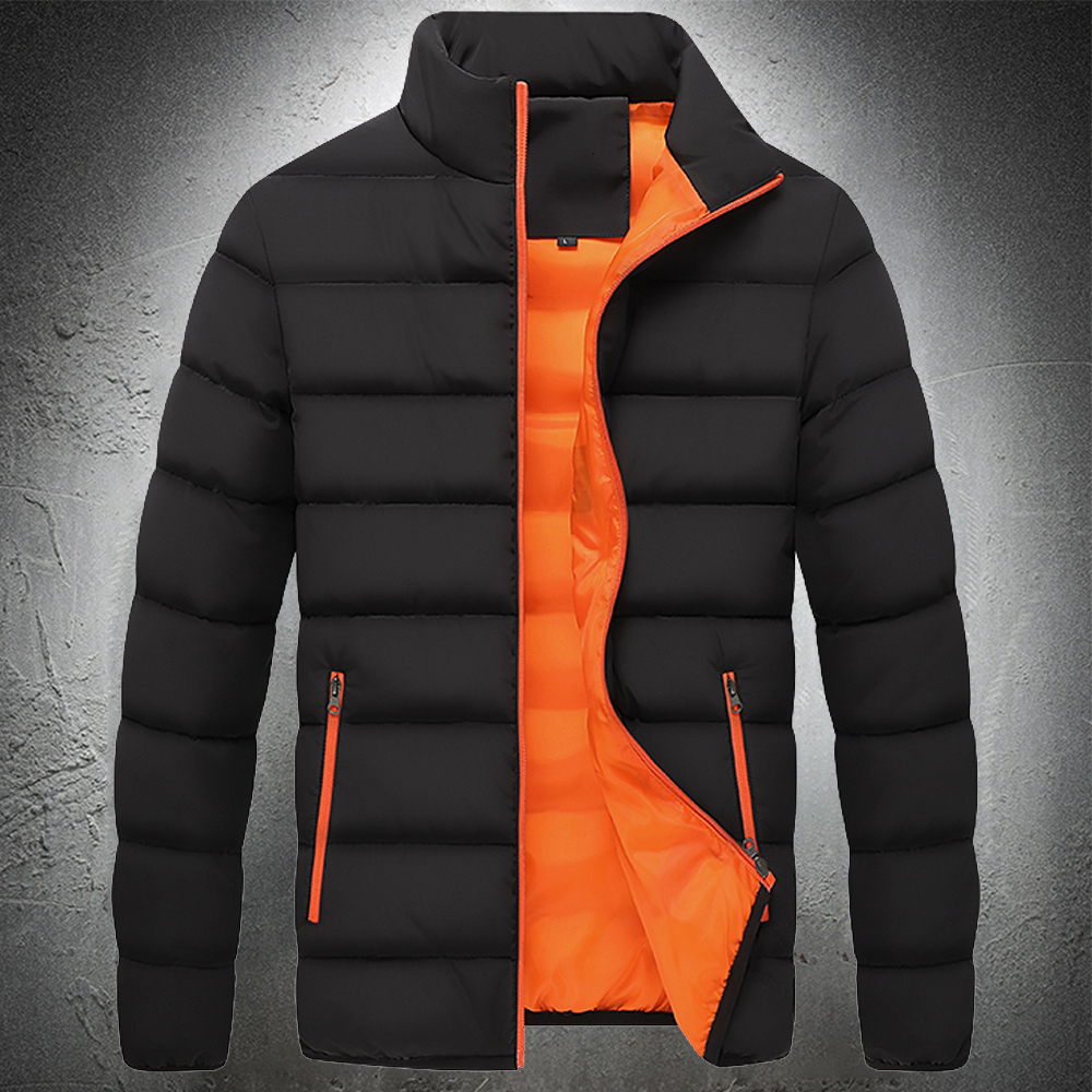 

2021 New Autumn Warm Cotton Padded Red Puffer Jacket Mens Streetwear Lightweight Coat Slim Fit 0SDZ, Black