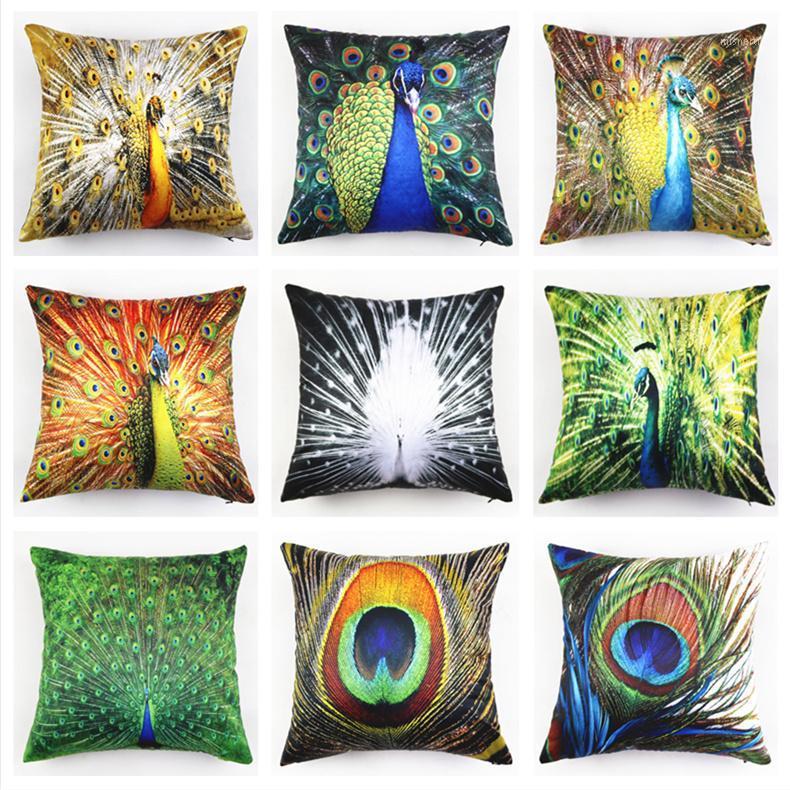 

Polyester Pillowcase Peach Skin Velvet Peacock Feather Cushion Cover 45x45cm Gift Custom LOGO Throw Pillow Home Decor 40/50/601, Peacock no. 6