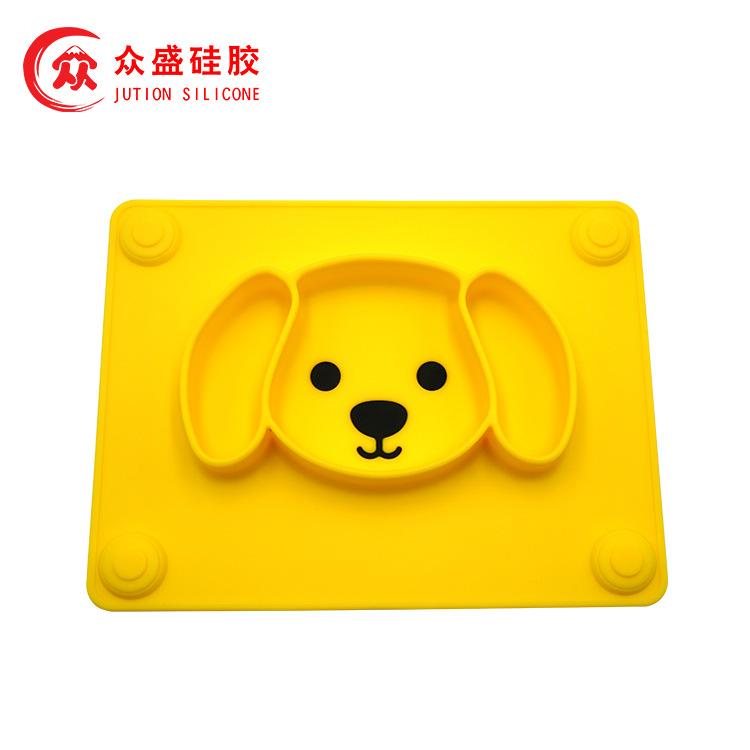 

Customized silicone tableware children cartoon cute dog silicone plate baby integrated sucker bowl