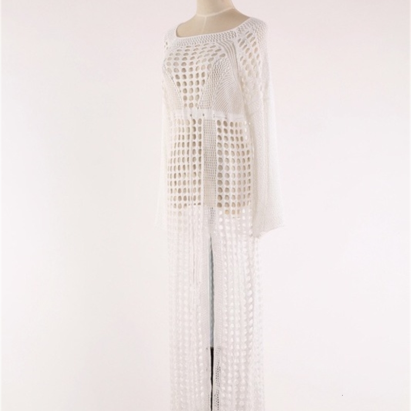 

2021 New Long-sleeve Ocus Shirt in or crocheted swimming suit cover polyester Summer on holiday skirt knitted JOVV, Apricot