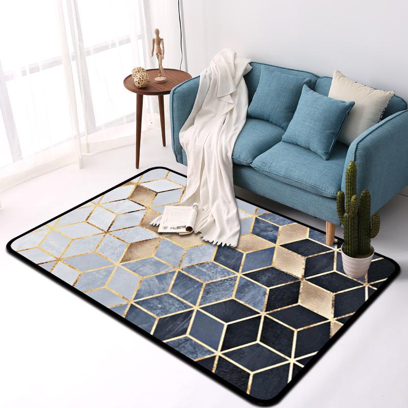 

Fashion modern metal golden carpet black geometric bedroom door rug livingroom carpet parlor tapete fashion decorative mat