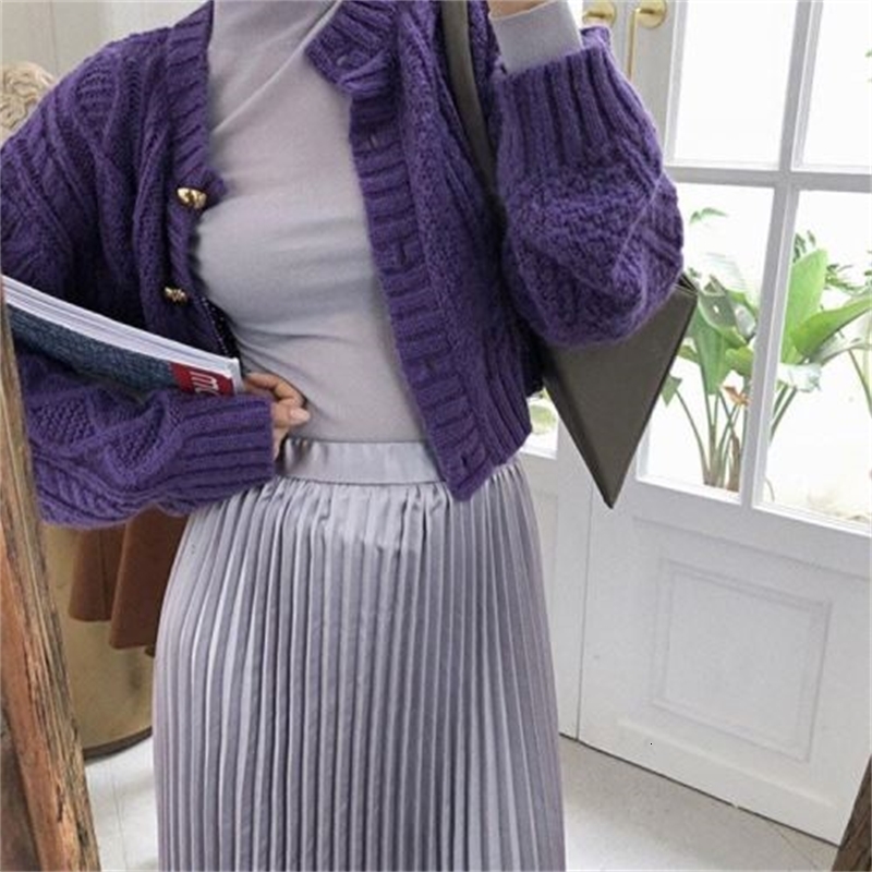 

Spring Autumn Criss Cross Bright Button Loose Vintage Retro Long Sleeve Single Breasted Female Cardigan Sweater Amgm, Beige