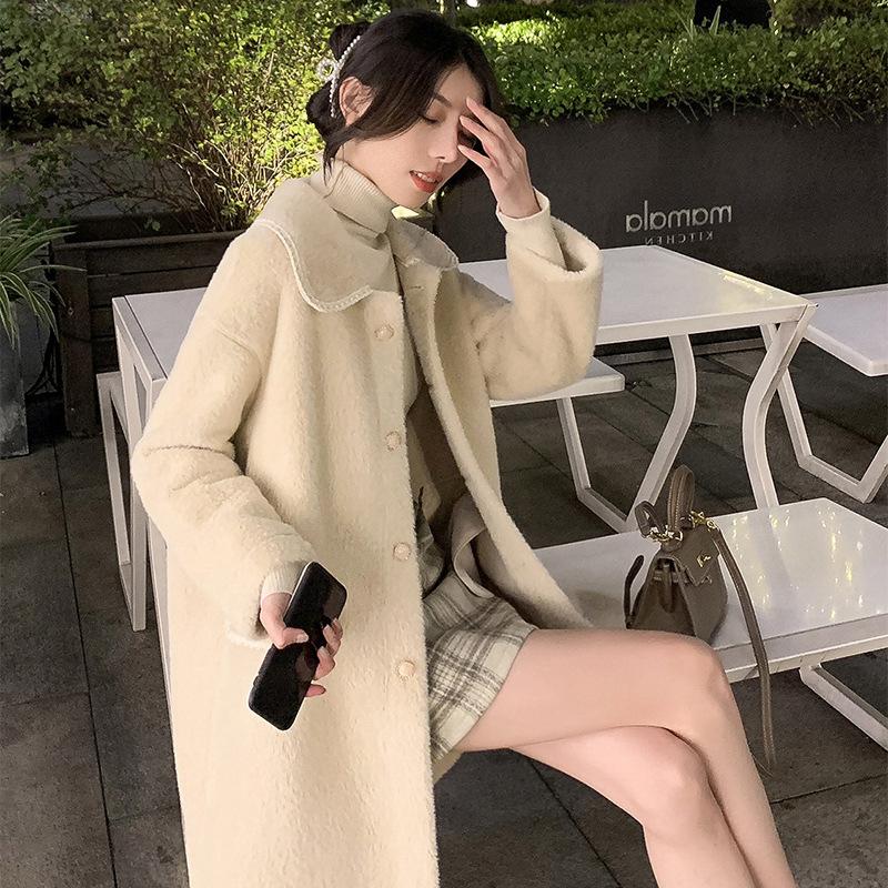 

Imitation mink velvet thick thermal insulation coat women' autumn and winter 2020 new loose mid-length plush woolen woolen coat, Mei hong short