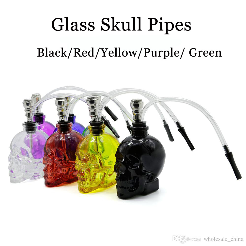 

Mini Skull Glass Hookah Pipes Various Clean Color Tools With Plastic Pipe Skulls Multicolors High Quality