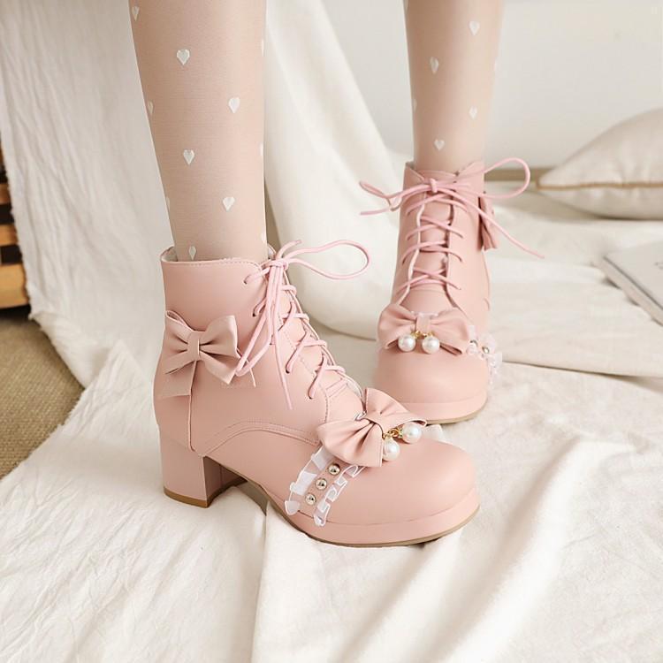 

Shoes Women's Mid Calf Boots Round Toe Winter Footwear High Heel Mid-Calf Rubber Autumn Low 2020 Ladies Rome Cross-Strap