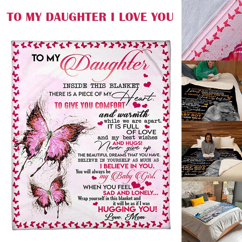 

To My Daughter I Love You Flannel Blanket Digital Printing Letter Envelope Square Blanket Hogard