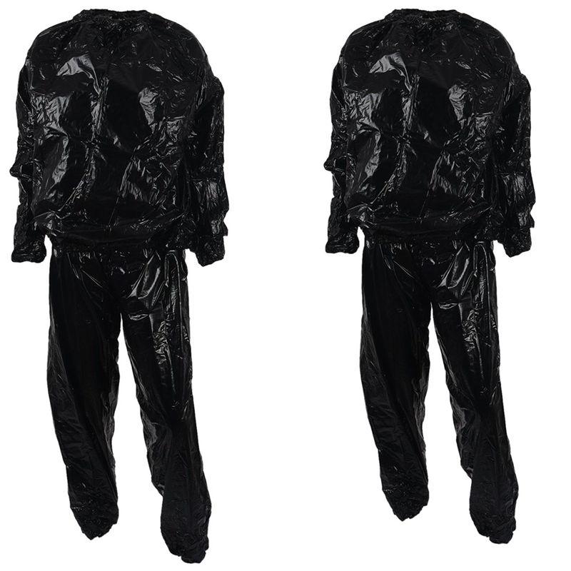 

ELOS-2 Pcs Heavy Duty Fitness Weight Loss Sweat Sauna Suit Exercise Gym Anti-Rip Black XL & 4XL