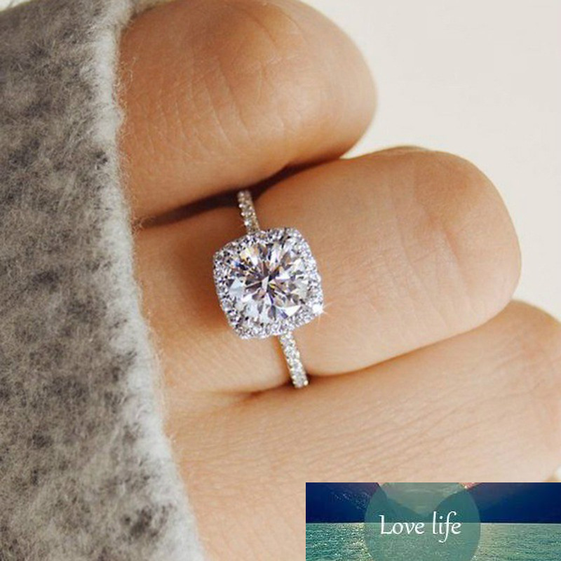 

New Fashion Crystal Engagement Claws Design Hot Sale Rings for Women White Zircon Cubic Elegant Rings Female Wedding Jewelry