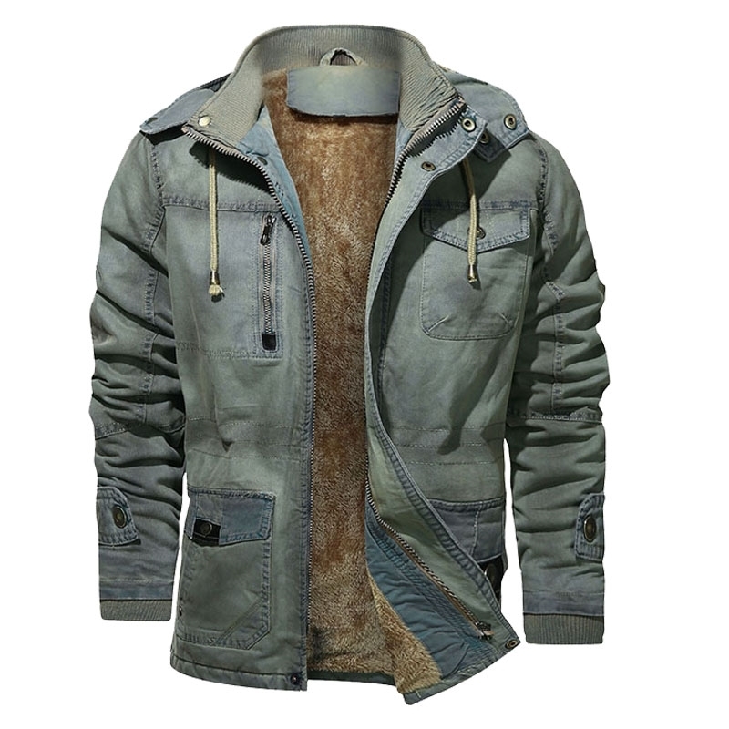 

Men' Winter Casual Parka Washed Denim Jacket Outwear Coat Warm Hooded Jacket Male Fashion Thicken Fleece Military Overcoat 201119, 9936 gray