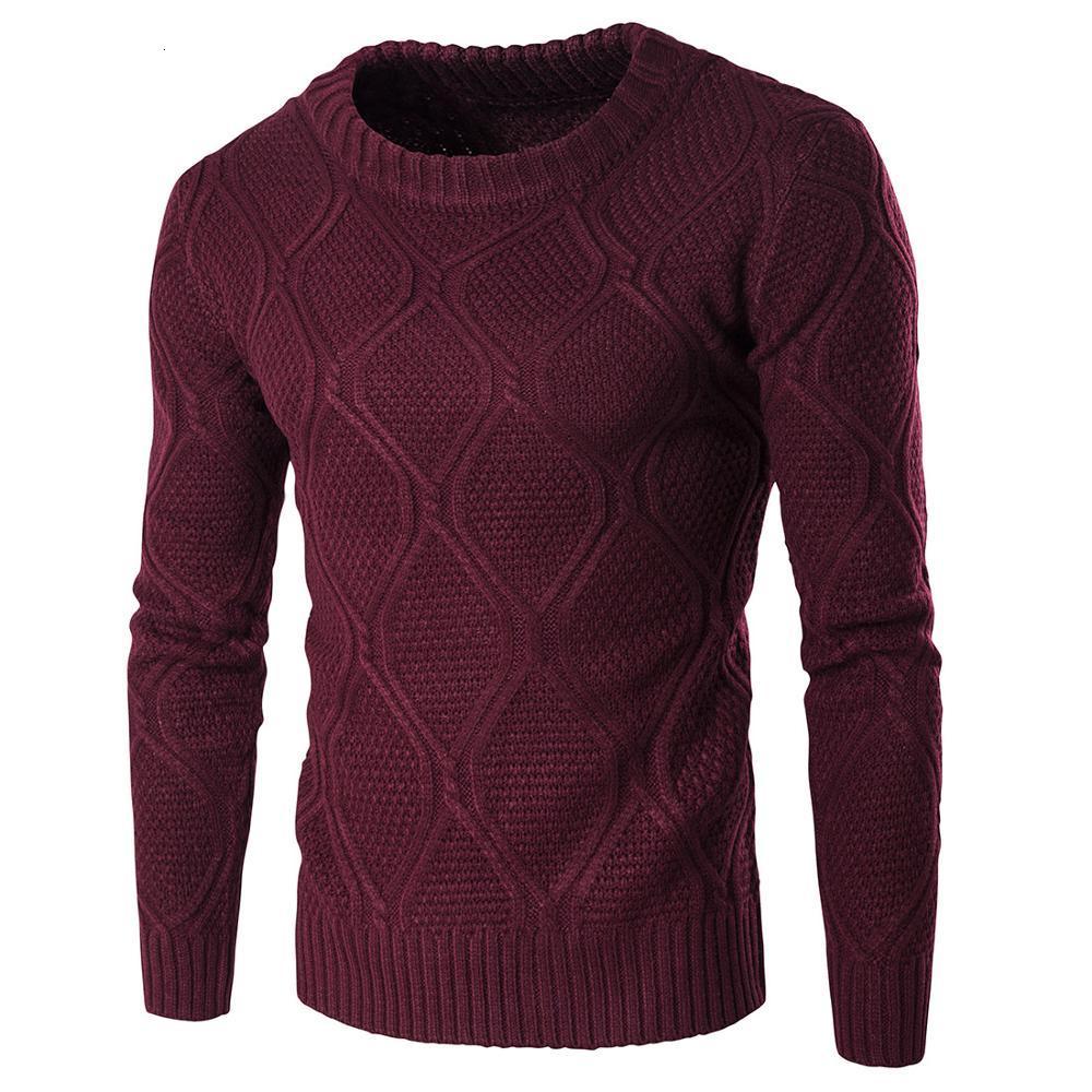 

2021 New Autumn Winter Men's Solid Color Casual Sweater H6id, Burgundy