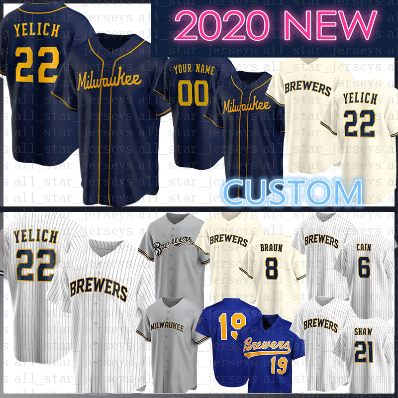

Milwaukee Custom 22 Christian Yelich Baseball Jersey 19 Robin Yount 6 Lorenzo Cain 3 Orlando Arcia 9 Manny Pina 24 Jesus Aguilar 12 Rodgers, 2020 jersey(niangjiuren)