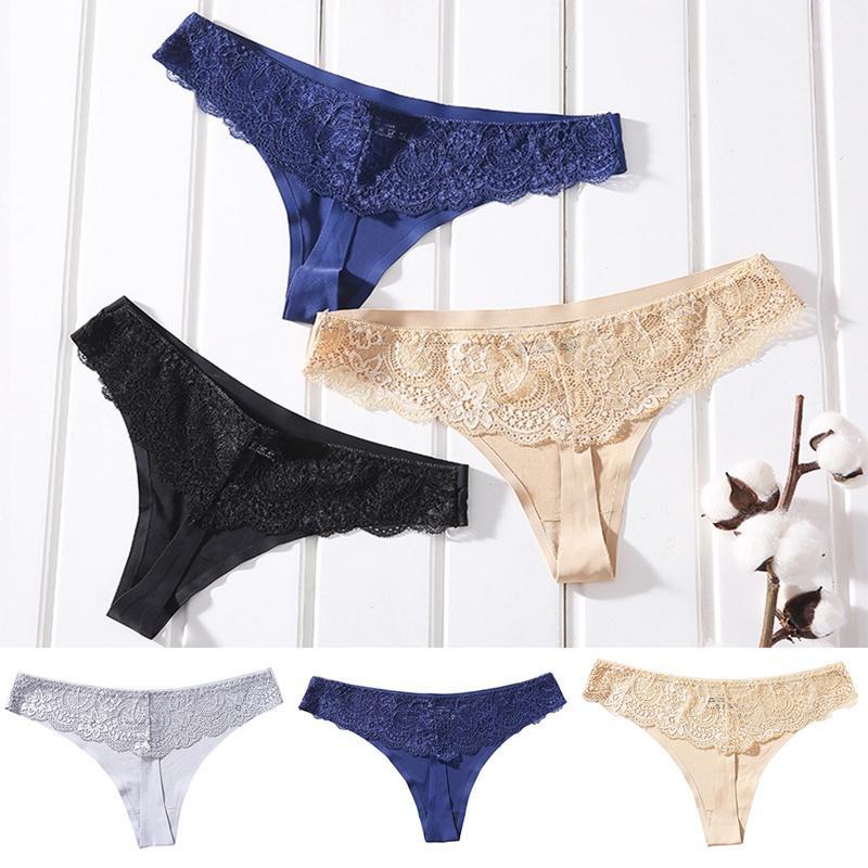 

Women Sexy Spandex Lace Thongs G-string Underwear Panties Lace Ladies Briefs1, Black