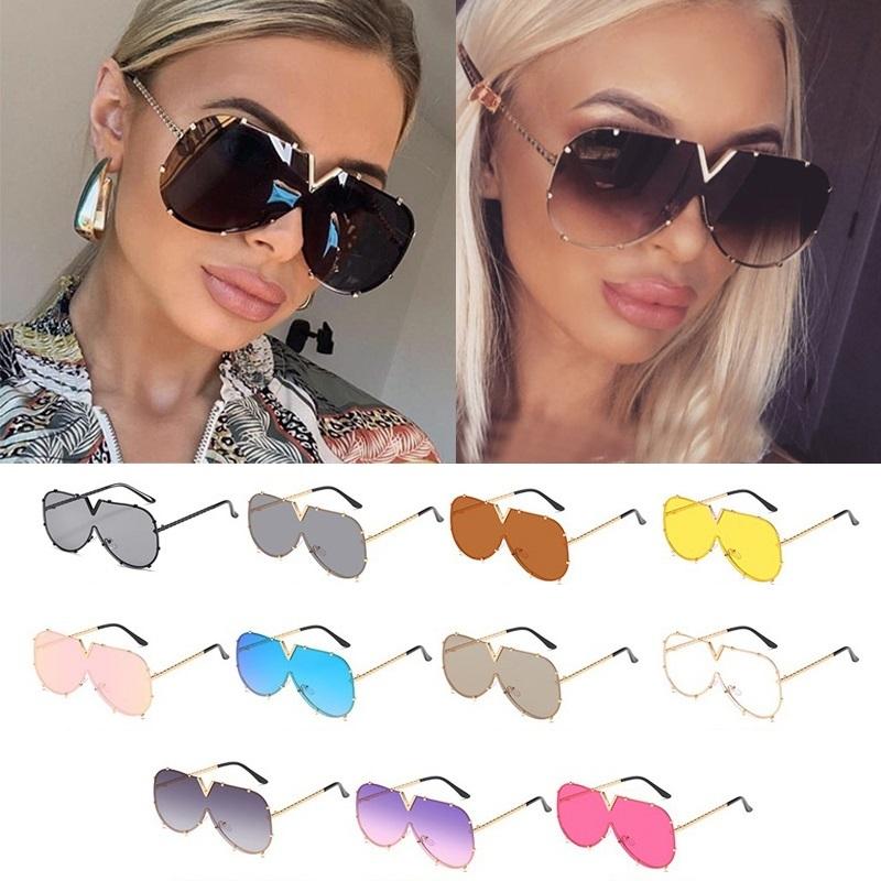 

Sunglasses 2021 Fashion One Piece Shield For Women Vintage Oversized Sun Glasses Men Uv400 Hip Hop Punk Eyewear Black