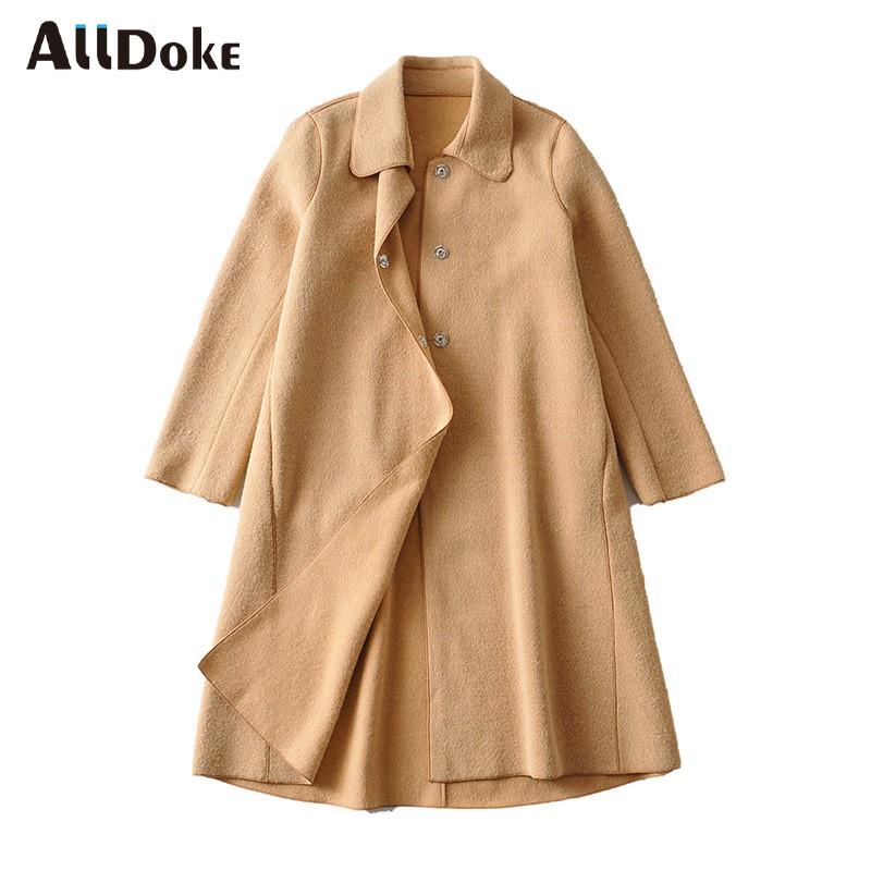 

Alldoke 2020 Winter Long Coat Women Turn-down Collar Long Sleeve A-line Warm Woolen Coats Khaki Casual Jacket Woman Veste Femme, Orange