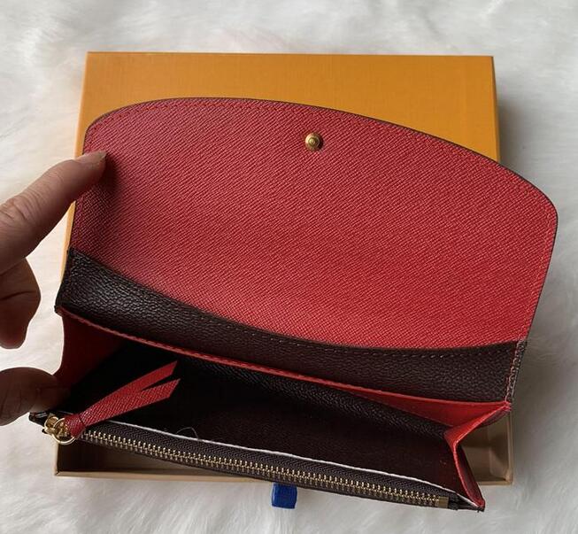 

9 colors fashion single zipper pocke men women leather wallet lady ladies long purse with orange box card 60136, Red