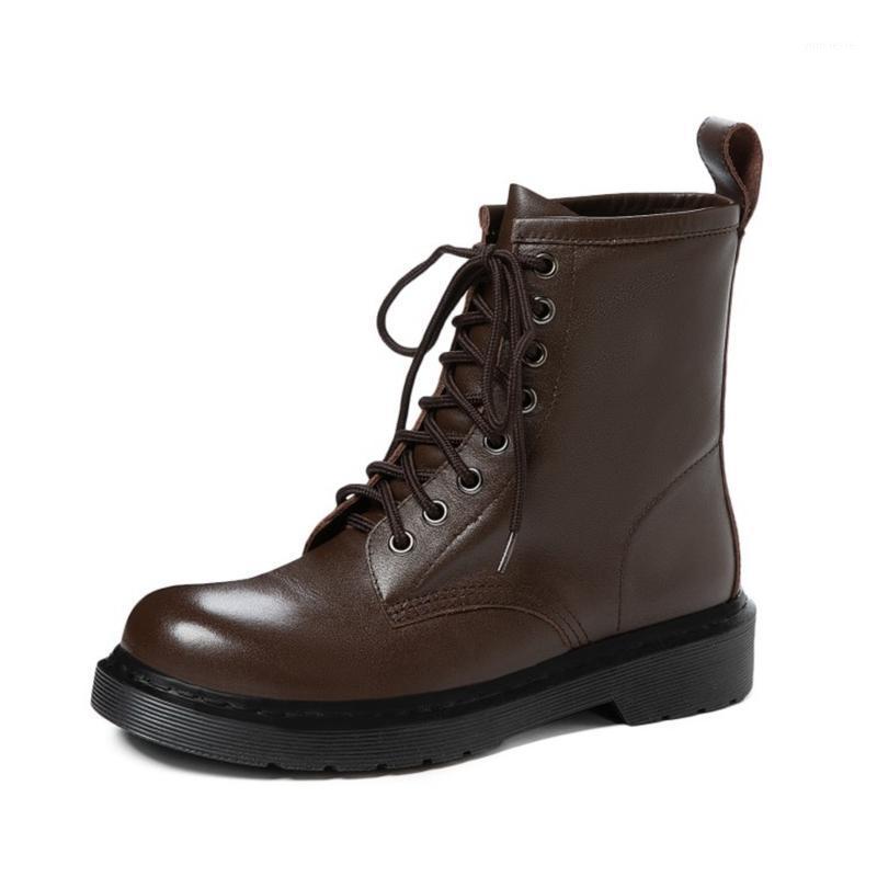 

BLXQPYT Boots Women Motorcycle Shoes Platforms Ankle Boots Wedges Female Lace Up Platforms Leather Rubber Ankle Woman b-741, Black without fur