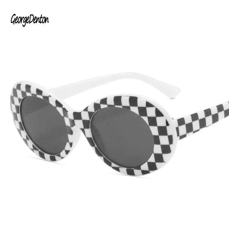 

New retro fashion trend lattice street shooting oval plastic sunglasses women ladies UV400