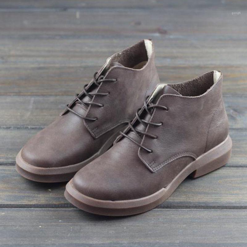

Women's Shoes Genuine Leather Boots Lace up Women Ankle Boots Autumn Female Booties Footwear Woman (5036-1)1, Coffee