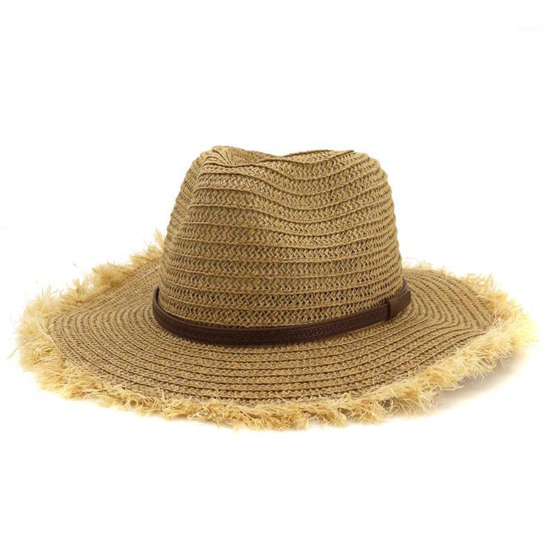 

Summer women beach temperament straw hats ladys seaside cap belt design summer straw hat travel sun hat beach casual1