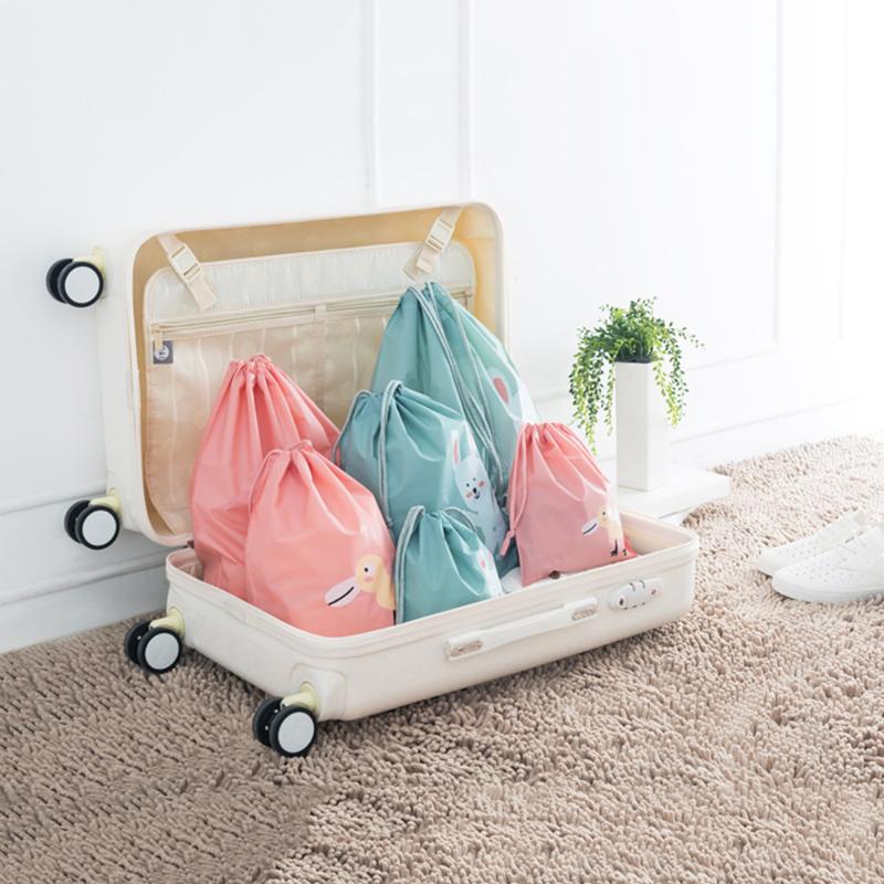 

Handmade Waterproof PEVA Plastic Printed Draw String Storage Bag Candy Gift Home