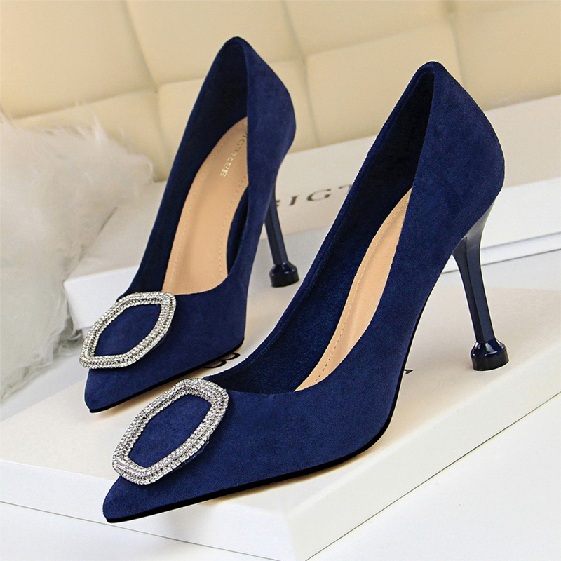 

Spring 2020 Elegant Woman of Green Crystal Naked High Pumps Bright Heels Strass Herd Office Shoes Plus Size 3sa3, Khaki.