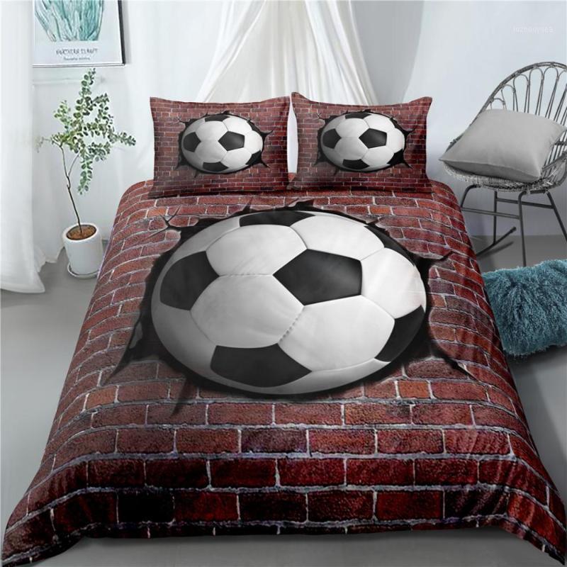 

3D Football Bedding Set Printing Pillowcase Quilt Cover Soccer Duvet Covers Sets Home Textiles Queen King Size Dropshipping1, As picture